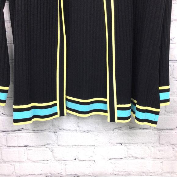 Exclusively Misook Women's Vintage Open Cardigan Duster Black Striped Size L - Picture 3 of 12